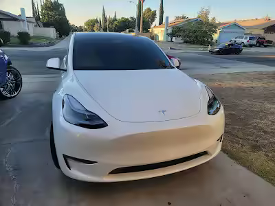 White Tesla after window tinting